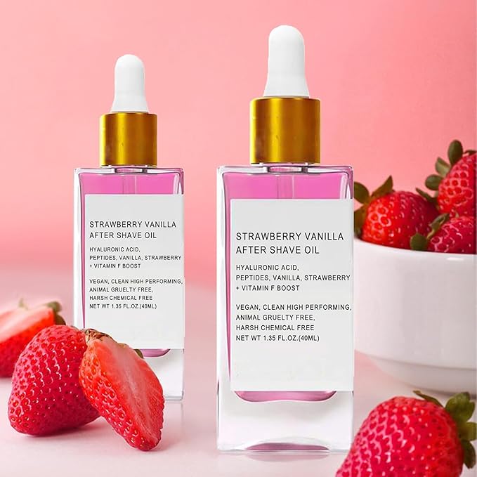 Aceite calmante after shave con fragancia de fresa y vainilla - additional image 2
