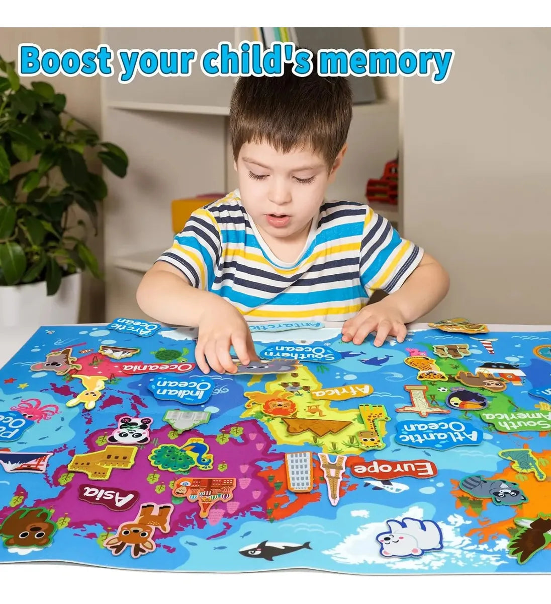 Juego educativo interactivo de mapa mundial en fieltro para niños – 45 piezas - additional image 1